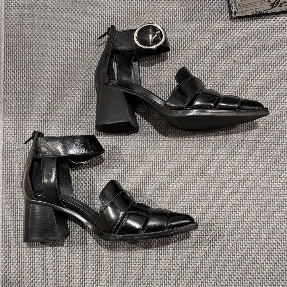 Jeffrey Campbell Black Strappy Block Heel Sandals